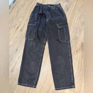 H&M Loose Black Cargo Denim Pants Joggers Size XS